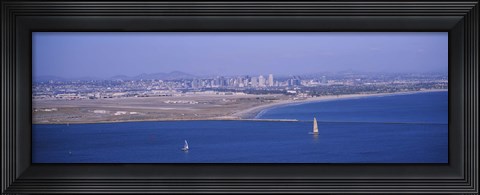 Framed High angle view of a coastline, Coronado, San Diego, San Diego Bay, California Print