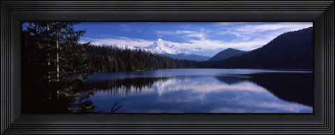 Framed Reflection of clouds in water, Mt Hood, Lost Lake, Mt. Hood National Forest, Hood River County, Oregon, USA Print