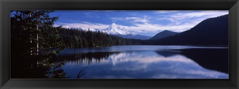 Framed Reflection of clouds in water, Mt Hood, Lost Lake, Mt. Hood National Forest, Hood River County, Oregon, USA Print