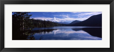 Framed Reflection of clouds in water, Mt Hood, Lost Lake, Mt. Hood National Forest, Hood River County, Oregon, USA Print