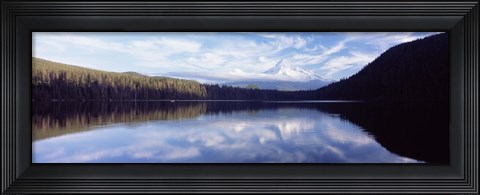Framed Reflection of clouds in a lake, Mt Hood viewed from Lost Lake, Mt. Hood National Forest, Hood River County, Oregon, USA Print