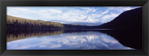 Framed Reflection of clouds in a lake, Mt Hood viewed from Lost Lake, Mt. Hood National Forest, Hood River County, Oregon, USA Print