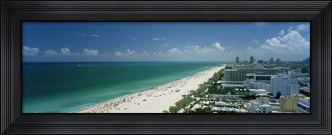 Framed City at the beachfront, South Beach, Miami Beach, Florida, USA Print