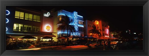 Framed Ocean Drive, South Beach, Miami Beach, Florida Print