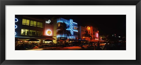 Framed Ocean Drive, South Beach, Miami Beach, Florida Print