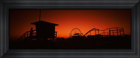 Framed Santa Monica Pier, Santa Monica Beach, Santa Monica, California, USA Print