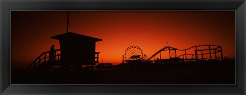 Framed Santa Monica Pier, Santa Monica Beach, Santa Monica, California, USA Print