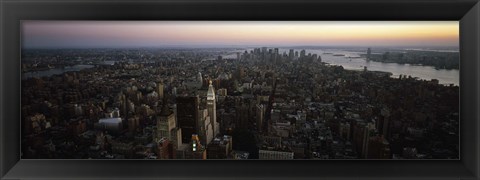 Framed Aerial view of a city, Lower Manhattan and Financial District, Manhattan, New York City, New York State, USA Print