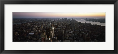 Framed Aerial view of a city, Lower Manhattan and Financial District, Manhattan, New York City, New York State, USA Print