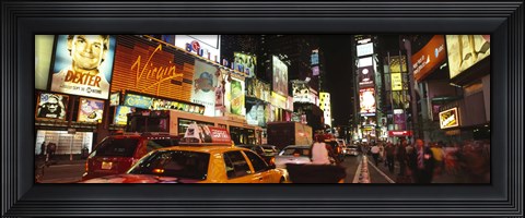 Framed Buildings lit up at night in a city, Broadway, Times Square, Midtown Manhattan, Manhattan, New York City, New York State, USA Print