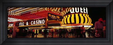 Framed Casino lit up at night, Four Queens, Fremont Street, Las Vegas, Clark County, Nevada, USA Print