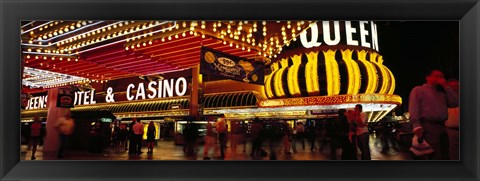 Framed Casino lit up at night, Four Queens, Fremont Street, Las Vegas, Clark County, Nevada, USA Print