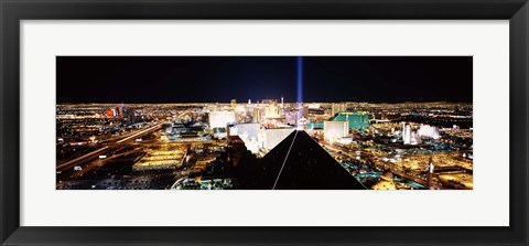 Framed High angle view of a city from Mandalay Bay Resort and Casino, Las Vegas, Clark County, Nevada, USA Print