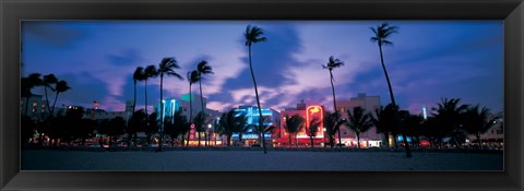 Framed Buildings lit up at dusk, Miami, Florida, USA Print
