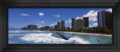 Framed Waikiki Beach, Honolulu, Oahu, Hawaii Print