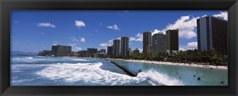 Framed Waikiki Beach, Honolulu, Oahu, Hawaii Print