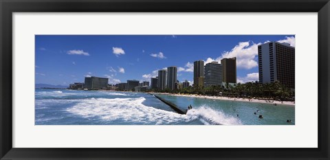 Framed Waikiki Beach, Honolulu, Oahu, Hawaii Print