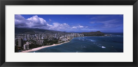 Framed Buildings at the waterfront, Waikiki Beach, Honolulu, Hawaii Print