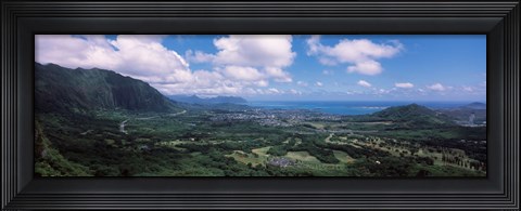 Framed High angle view of a landscape, Kaneohe, Oahu, Hawaii Print