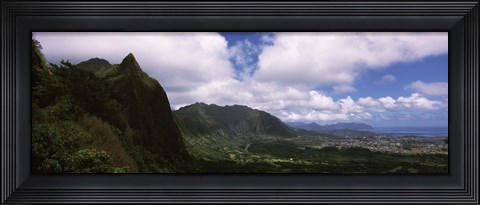 Framed Clouds over a mountain, Kaneohe, Oahu, Hawaii, USA Print