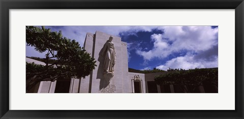 Framed Low angle view of a statue, National Memorial Cemetery of the Pacific, Punchbowl Crater, Honolulu, Oahu, Hawaii, USA Print