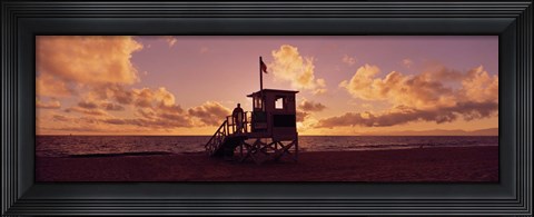 Framed Lifeguard hut on the beach, 22nd St. Lifeguard Station, Redondo Beach, Los Angeles County, California Print