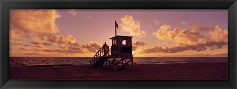Framed Lifeguard hut on the beach, 22nd St. Lifeguard Station, Redondo Beach, Los Angeles County, California Print