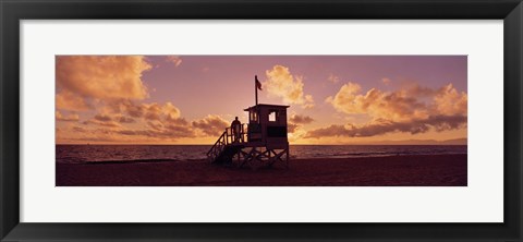 Framed Lifeguard hut on the beach, 22nd St. Lifeguard Station, Redondo Beach, Los Angeles County, California Print