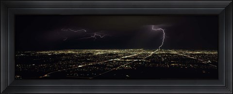 Framed Lightning in the sky over a city, Phoenix, Maricopa County, Arizona, USA Print