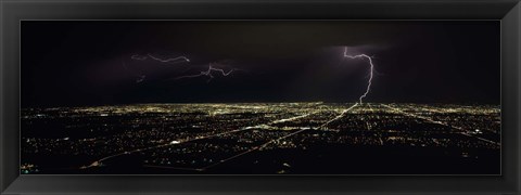 Framed Lightning in the sky over a city, Phoenix, Maricopa County, Arizona, USA Print
