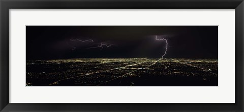 Framed Lightning in the sky over a city, Phoenix, Maricopa County, Arizona, USA Print