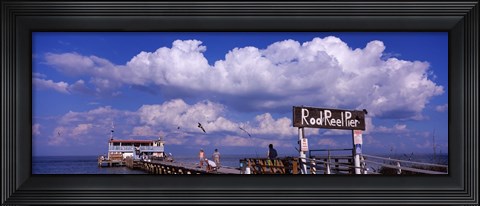 Framed Information board of a pier, Rod and Reel Pier, Tampa Bay, Gulf of Mexico, Anna Maria Island, Florida, USA Print