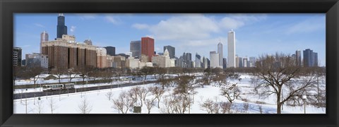 Framed Skyscrapers in a city, Grant Park, South Michigan Avenue, Chicago, Illinois, USA Print
