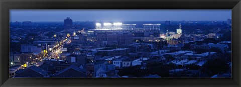 Framed Aerial view of a city, Wrigley Field, Chicago, Illinois, USA Print