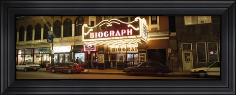Framed Theater lit up at night, Biograph Theater, Lincoln Avenue, Chicago, Illinois, USA Print