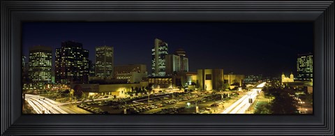 Framed Buildings in a city lit up at night, Phoenix, Arizona Print