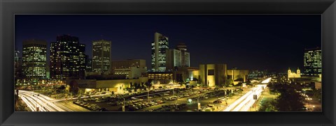 Framed Buildings in a city lit up at night, Phoenix, Arizona Print