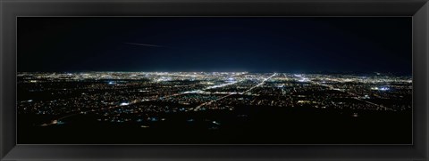 Framed Aerial view of a city lit up at night, Phoenix, Maricopa County, Arizona, USA Print