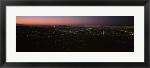 Framed High angle view of a city at night from Griffith Park Observatory, City Of Los Angeles, Los Angeles County, California, USA Print