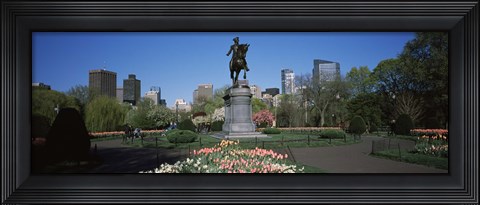 Framed Statue in a garden, George Washington Statue, Boston Public Garden, Boston, Suffolk County, Massachusetts, USA Print
