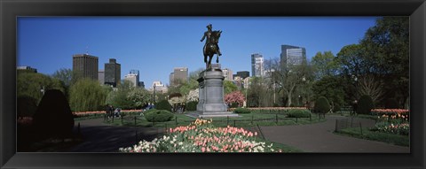 Framed Statue in a garden, George Washington Statue, Boston Public Garden, Boston, Suffolk County, Massachusetts, USA Print