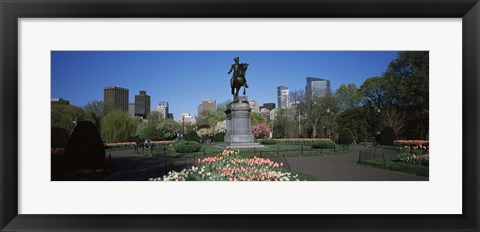 Framed Statue in a garden, George Washington Statue, Boston Public Garden, Boston, Suffolk County, Massachusetts, USA Print
