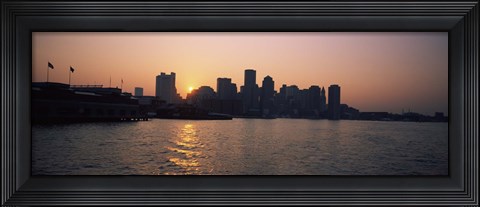 Framed Buildings at the waterfront, Boston Harbor, Boston, Suffolk County, Massachusetts, USA Print