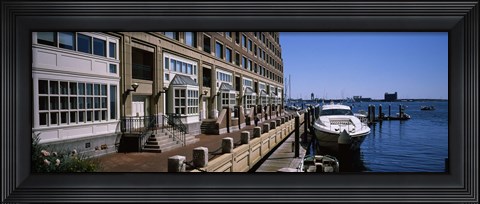 Framed Boats at a harbor, Rowe&#39;s Wharf, Boston Harbor, Boston, Suffolk County, Massachusetts, USA Print