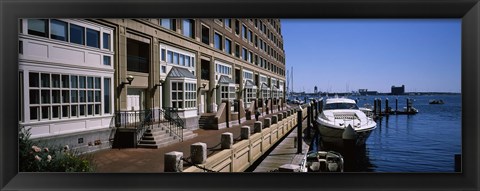 Framed Boats at a harbor, Rowe&#39;s Wharf, Boston Harbor, Boston, Suffolk County, Massachusetts, USA Print