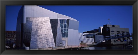 Framed Buildings at the waterfront, New England Aquarium, Boston Harbor, Boston, Suffolk County, Massachusetts, USA Print