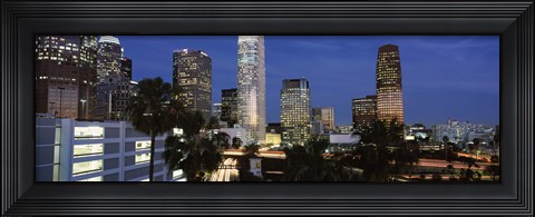 Framed Skyscrapers at night in the City Of Los Angeles, Los Angeles County, California, USA Print