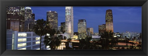 Framed Skyscrapers at night in the City Of Los Angeles, Los Angeles County, California, USA Print