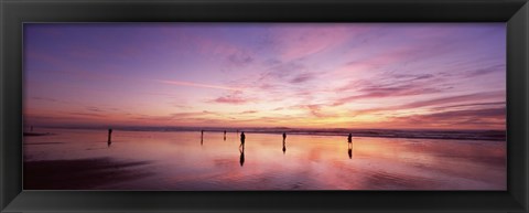 Framed Group of people watching the sunset, San Francisco, California, USA Print