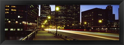 Framed Traffic on a bridge in a city, Northern Avenue Bridge, Boston, Suffolk County, Massachusetts, USA Print